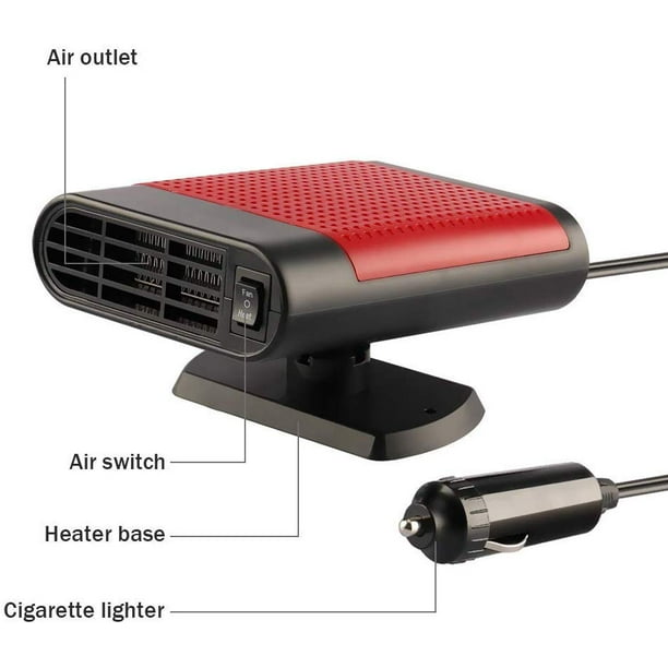 Qidoe Chauffage de Voiture 200 W 12 V : radiateur soufflant Portable pour  Voiture, Ventilateur de Voiture avec Allume-Cigare, désembueur, dégivrage  Voiture 