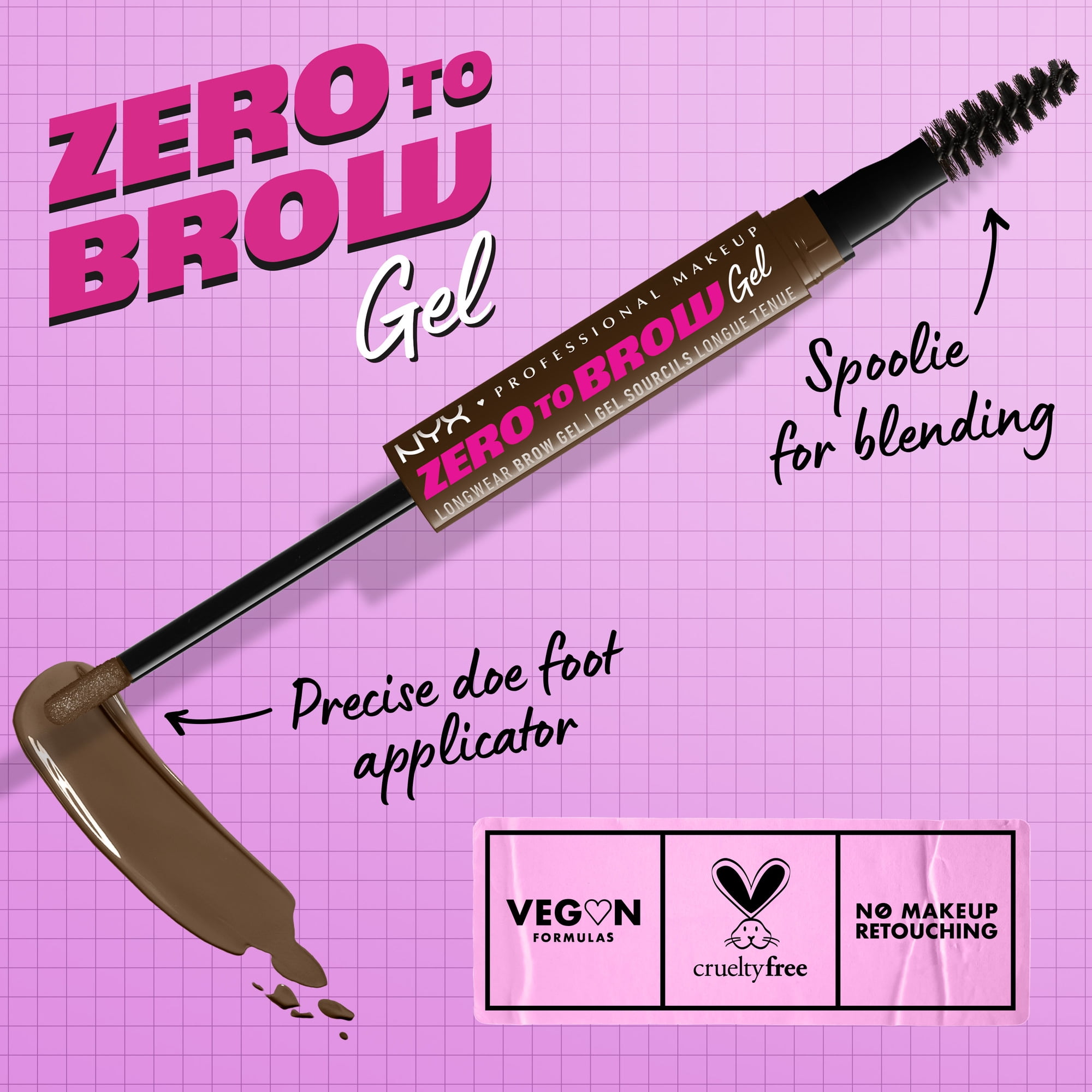 NYX Professional Makeup Zero to Brow Longwear Eyebrow Gel, Chocolate, 0.06 fl oz