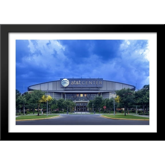 AT&T Center 40x28 Large Black Wood Framed Print Art - Home of the San Antonio Spurs