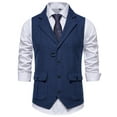 thumbnail image 3 of Hanerdun Men Suit Waistcoats Male Solid Color Business Vests Navy Blue L, 3 of 6
