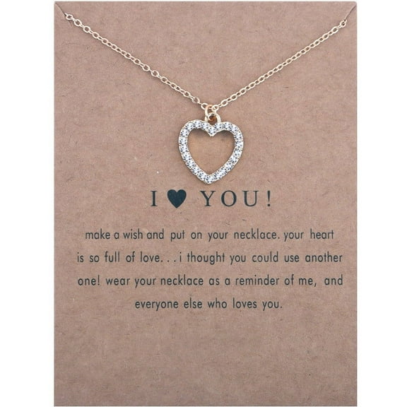 Wioihee Peach Heart Zircon Clavicle Chain Card Necklace Personalized Jewelry Gift Holiday Necklace Valentine's Day gift