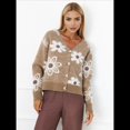 thumbnail image 4 of Cárdigan de Punto con Estampado Floral y Botones para Mujer, Cuello en V y Hombros Caídos Caqui Oscuro XXL, 4 of 9