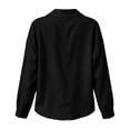 thumbnail image 3 of Shihyeh Womens Peter Pan Collar Pleated Blouse, Half Button Long Sleeve Solid Color Casual Babydoll Top for Women Daily Office Wear, 3 of 4