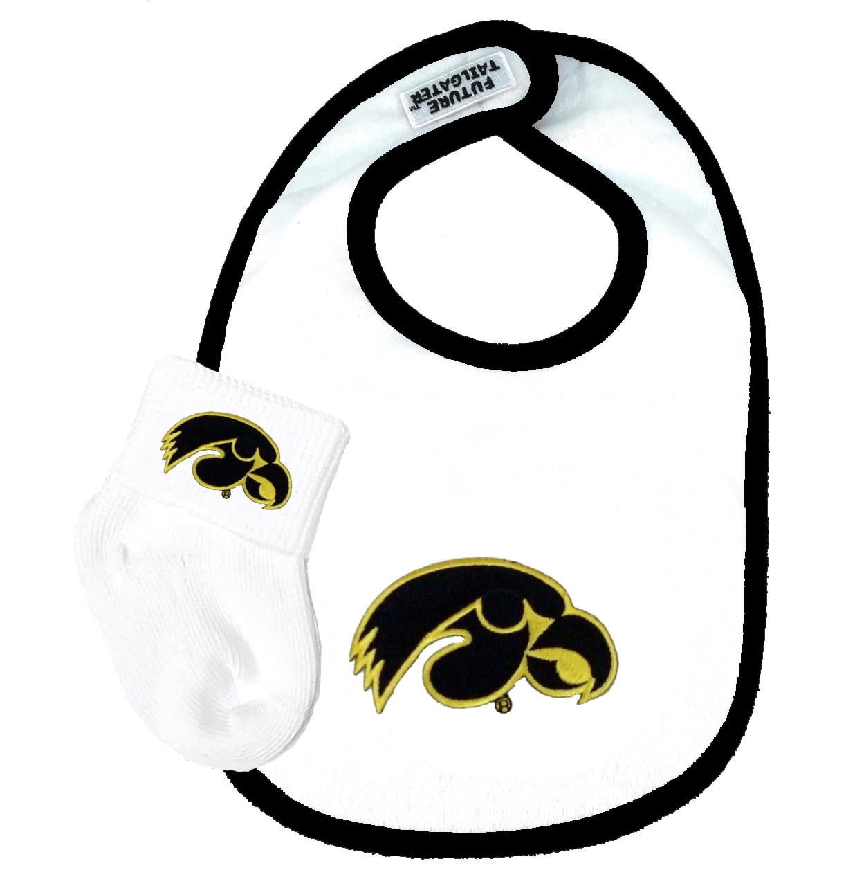 Iowa Hawkeye Bib and Socks Baby Set by Future Tailgater