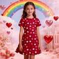 thumbnail image 2 of XEGLSBU Dresses for Girls Party 12 Girls Sleeveless Heart Print Dress Party Gown with Bow Back Elegant Tutu Skirt Red Size 2-3 Years, 2 of 4