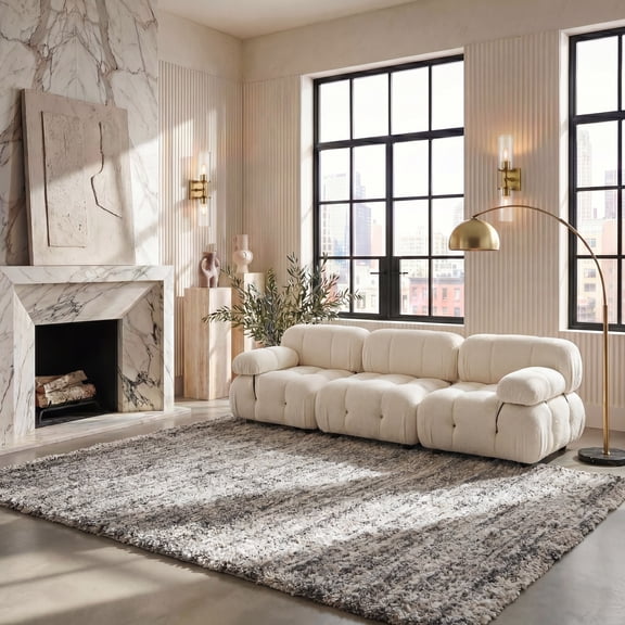 Safavieh Iceland Hannah Abstract Shag Area Rug, Cream/Gray, 5'3" x 7'6"