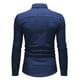 thumbnail image 4 of camisa de hombre de manga larga de mezclilla lavada con cuello de solapa y botón de bolsillo de color sólido Pompotops  oipoqjl27736, 4 of 6
