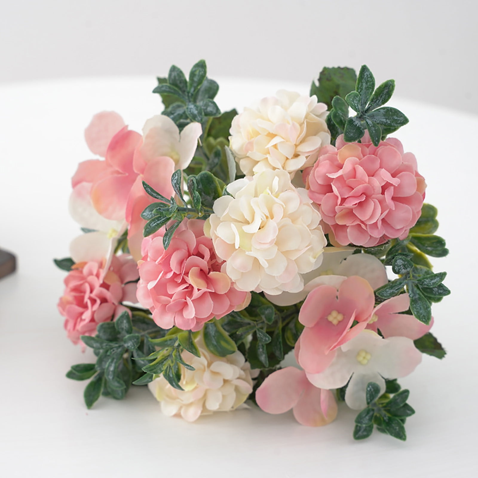 piaybook Artificial Flowers Artificial Flower 16 Heads Faux Silk Hydrangea Flower Bouquet Plants Home Decoration Fake Silk Flower Bouquet Decor Wedding Decoration Table Centerpieces
