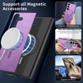 thumbnail image 2 of Case for Samsung Galaxy A54 5G Magnetic Compatible with MagSafe, Slim Luxury Skin-Feel PU Leather Non-Slip Grip Shockproof Bumper Cover Magnetic Support Car Mount Phone Case for Galaxy A54 5G, Purple, 2 of 10