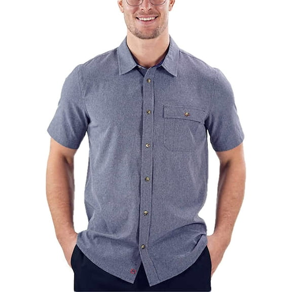 Avalanche Men's Performance Short Sleeve Woven Shirt (Large, Blue)