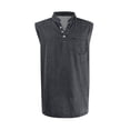 thumbnail image 4 of Nestiefly Henley Sleeveless Shirts for Men Washed Vintage Distressed V Neck Tank Tops Button Down Pocket Tee Shirts Blouses Gray L, 4 of 4