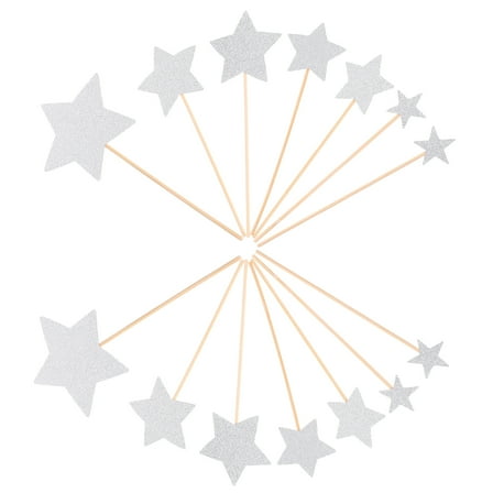 OFFIGAM Silver Star Picks eelf 70pcs Glitter Cake Toppers