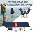 thumbnail image 2 of Hersunpl 28" Camping Cot Folding Portable Outdoor Bed Heavy Duty Cot w/ Mattress & Carry Bag 600 lbs Capacity for Adults Blue, 2 of 10