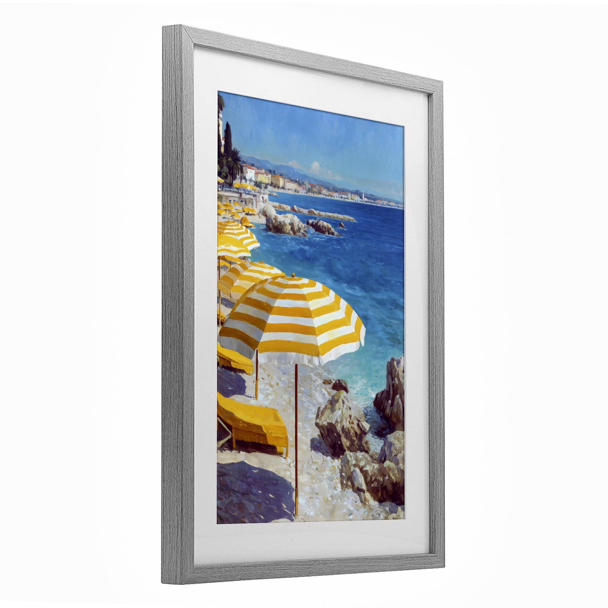 Stupell Industries Sunshine on the Shore Gray Framed Print Under Glass, design by Petal Prints Design
