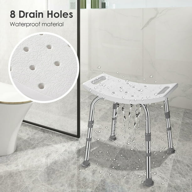 Bathroom Safety Shower Tub Bench Chair Non Slip Bathtub Stool with 5 Height Setting and Max Load 200lbs