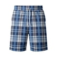 thumbnail image 4 of Delconic Men Retro Tartan Plaid Quick Dry Knee Length Casual Shorts Elastic Drawstring Waist Side Pockets Loose Fit Short Pants For Summer Beach Gym Hiking Daily Blue M, 4 of 5
