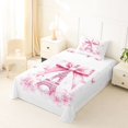 thumbnail image 5 of Manfei Pink Eiffel Tower Twin Sheet Sets,Cute Coquette Bow Bedding For Girls Kids,3pcs, 5 of 6