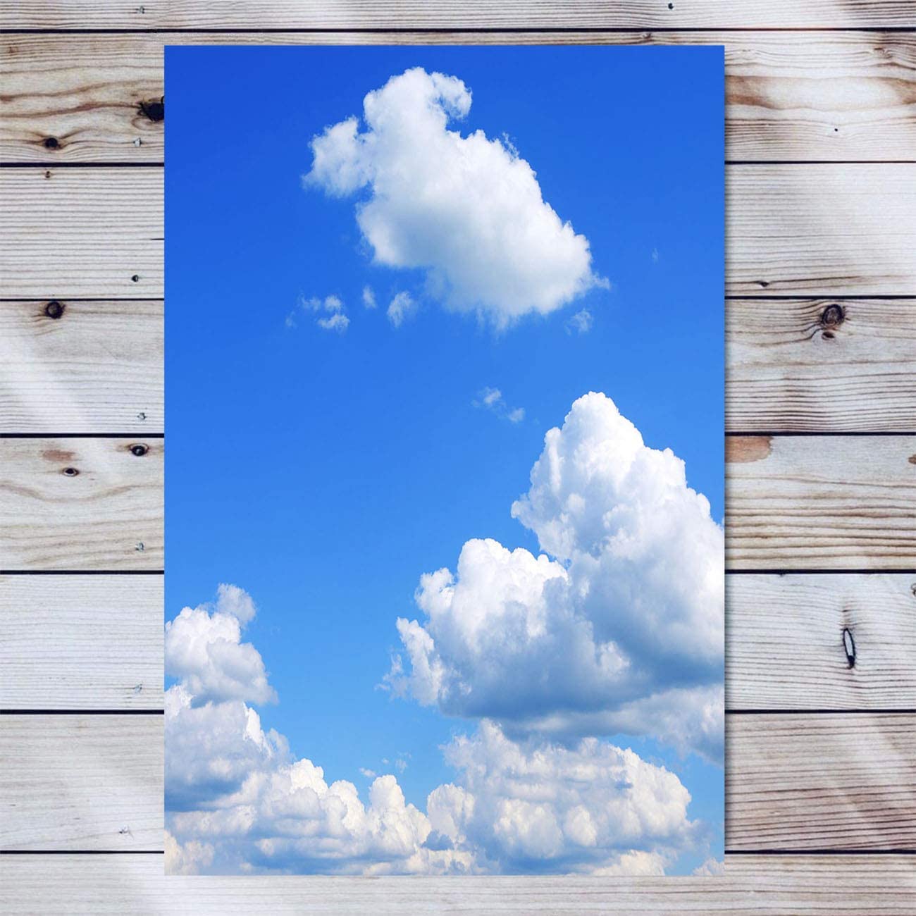Blue Sky Clouds Canvas Wall Art Artwork Wooden Frame Painting Bright