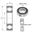 thumbnail image 4 of Rodamientos de bolas de ranura profunda Unique Bargains 6206DDU P0 30x62x16mm Lubricados con doble sello de goma tono negro plateado para ruedas de scooter y patineta, 4 of 6