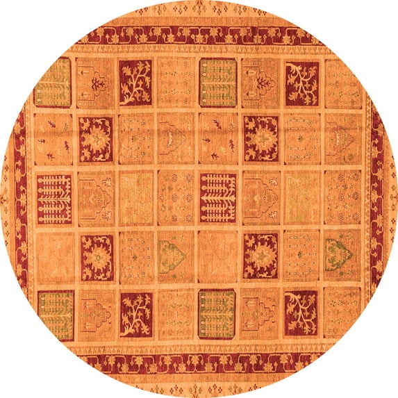 Ahgly Company Indoor Round Oriental Orange Modern Area Rugs, 7' Round