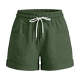 thumbnail image 4 of ClodeEU Women's Cotton Linen Drawstring Shorts, Casual High Waist Summer Beach Shorts with Pockets Army Green,Women's Plus L, 4 of 5