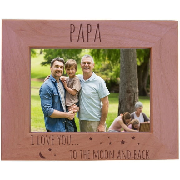 CustomGiftsNow Papa I Love You Too The Moon And Back - Wood Picture Frame - Fits 5x7 Inch Picture (Horiztonal)