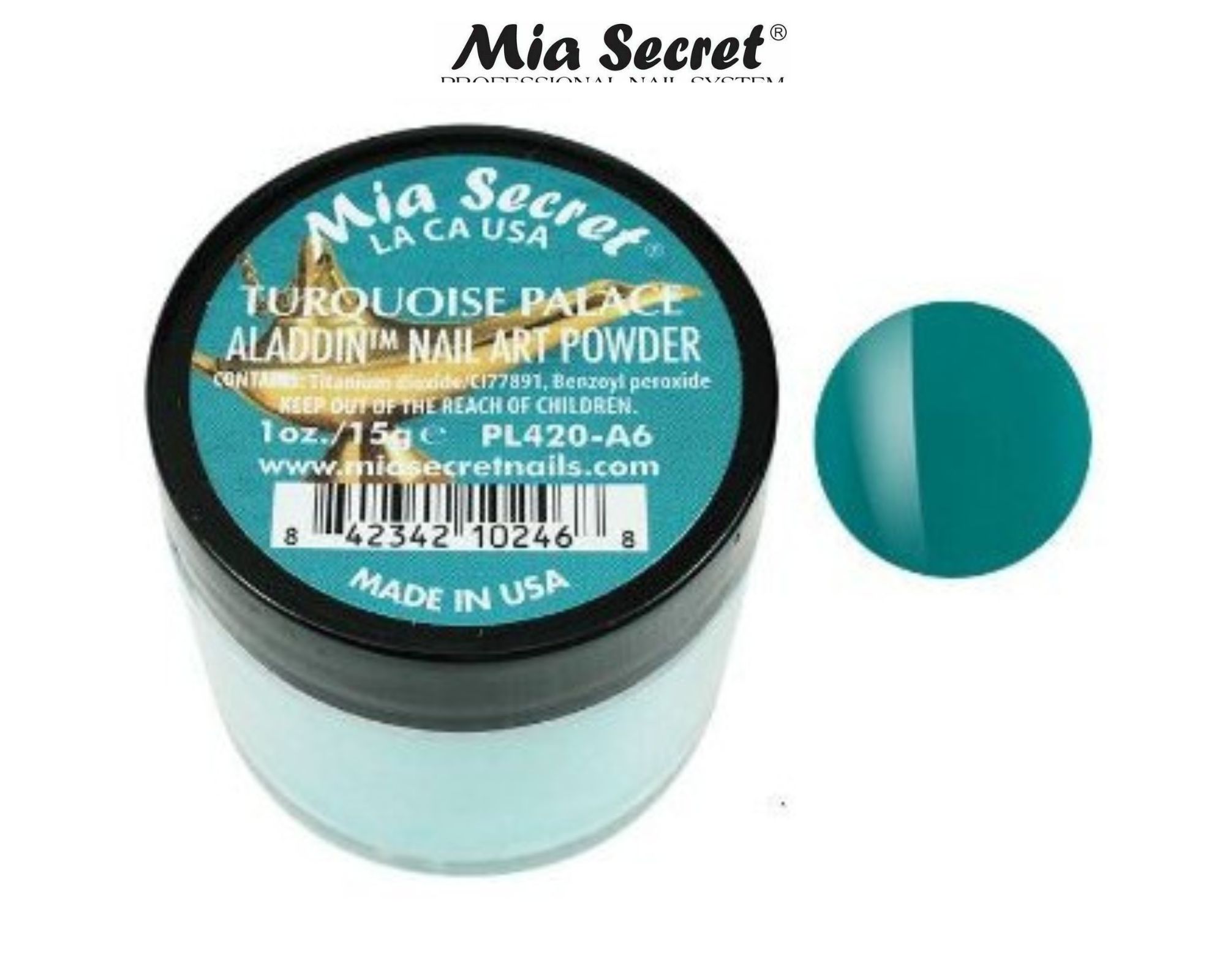 Mia Secret - Fruity Nail Art Powder - Black & Alladin Nail Art Powder - Turquoise Palace