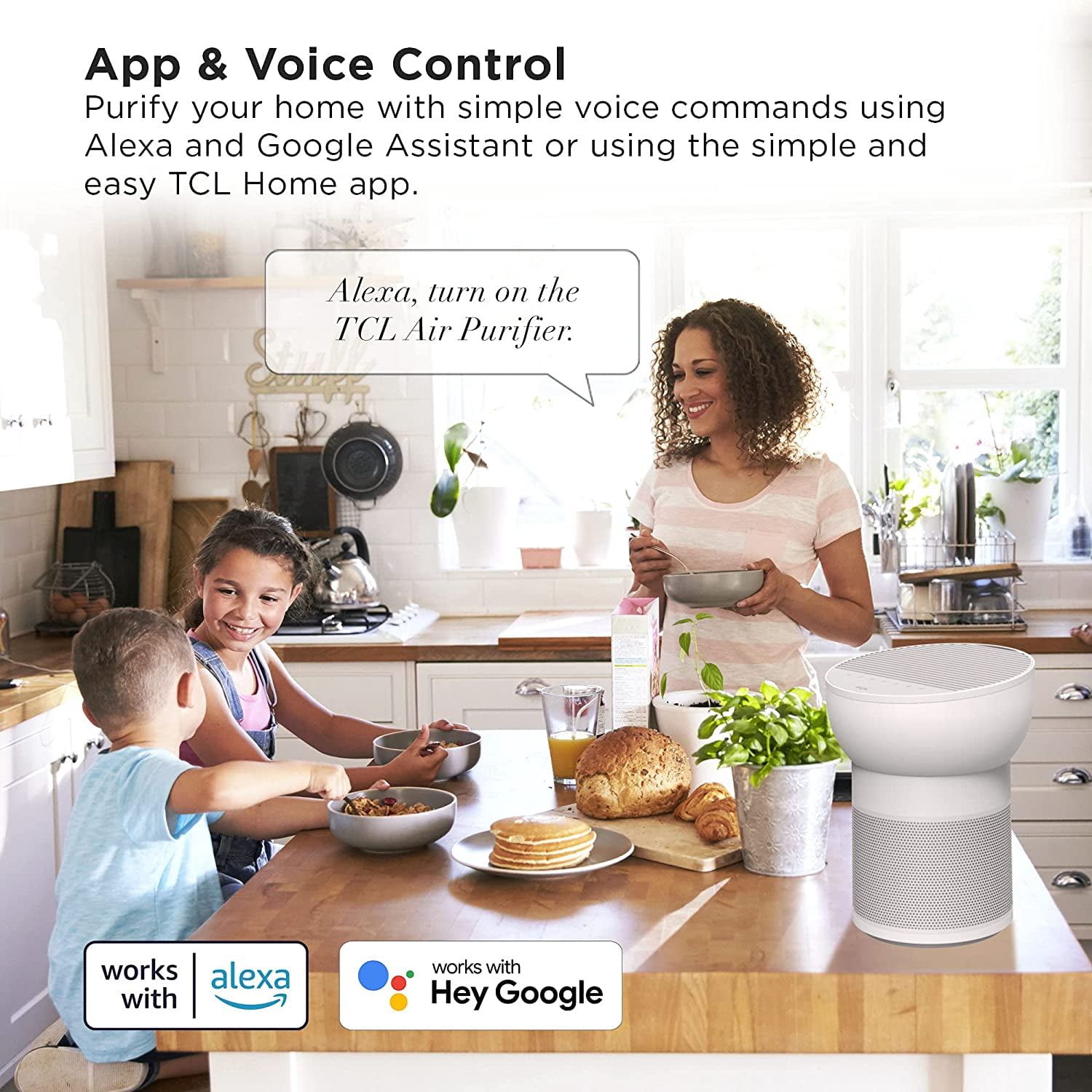 TCL Breeva A2 Wi-Fi Smart Air Purifier and Humidifier, Up to 882 Sq Ft, 4-Stage True HEPA (H13), Removes 99.97% of Dust/Bacteria/Odors & More, App & Voice Control, Auto Shield, Quiet, White