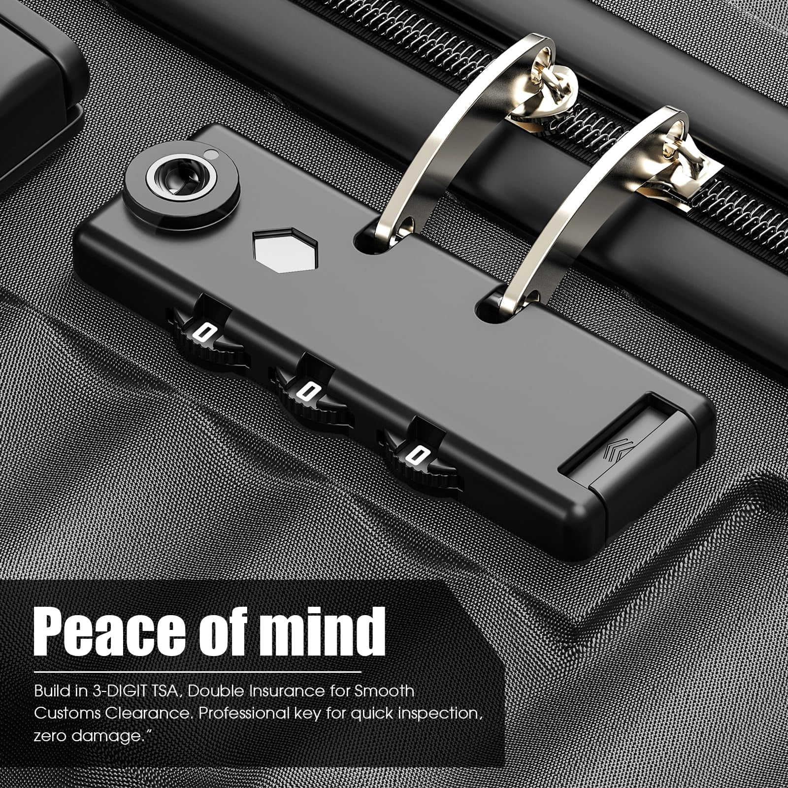 Fenbeli 3 Piece Luggage Sets with TSA Locks, Lightweight Hardside Suitcase Set with Spinner Wheels, Black