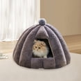 thumbnail image 1 of Cat Bed Casa Cueva para Gato con Almohada Extraíble Y Base Antideslizante Fabricada en Material Suave Apta para Gatos Perros Pequeños Relajación Y Sal gris, 1 of 8