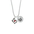 thumbnail image 2 of Delight Jewelry Silvertone Open Rope Texas with Red Heart Silvertone Script Initial Disc - U - Charm Necklace, 20"+3", 2 of 4