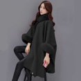 thumbnail image 1 of Ponchos de pelo de lana de invierno para mujer, abrigo elegante suelto con cuello alto, capa de abrigo, Color sólido, manga larga más gruesa L, 1 of 3