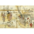 thumbnail image 2 of Hokusai 32x23 Black Ornate Wood Framed with Double Matting Museum Art Print Titled - Peasants By A Stream 1797, 2 of 4
