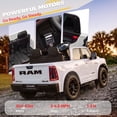 thumbnail image 5 of 24V Licensed RAM 2500 Rebel Kids Ride On Truck, 2 Seater Ride On Car with Remote Control, Electric Car for Kids with Bed Storage, Safety Belt & Music - White, 5 of 6