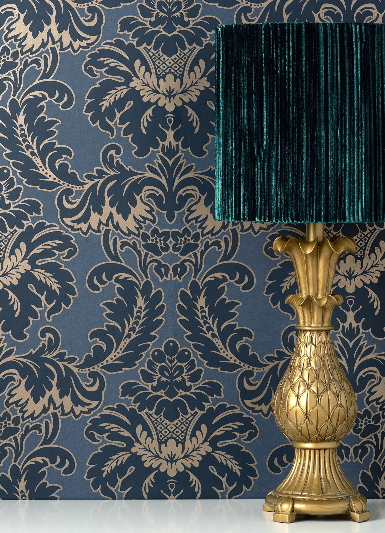 Brewster Home Fashions Windsor Blue Damask Wallpaper