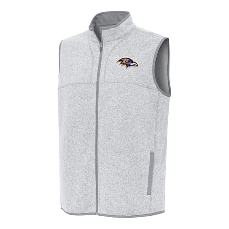 Men s Antigua Heather Gray Baltimore Ravens Fortune Full-Zip Vest