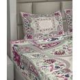 thumbnail image 2 of Ambesonne Geometric Fitted & Top Sheet Set with Shams, Ornamental Square, Pale Green Navy Blue, 2 of 4