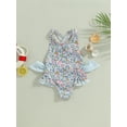 thumbnail image 3 of Musuos Kids Baby Girls Summer Swimsuit, 1-6T Sleeveless Cross Backless Floral Print Ruffle Bathing Suit, 3 of 10