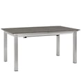 thumbnail image 4 of Modway Shore Aluminum Plastic Wood Outdoor Patio Dining Table in Silver/Gray, 4 of 8