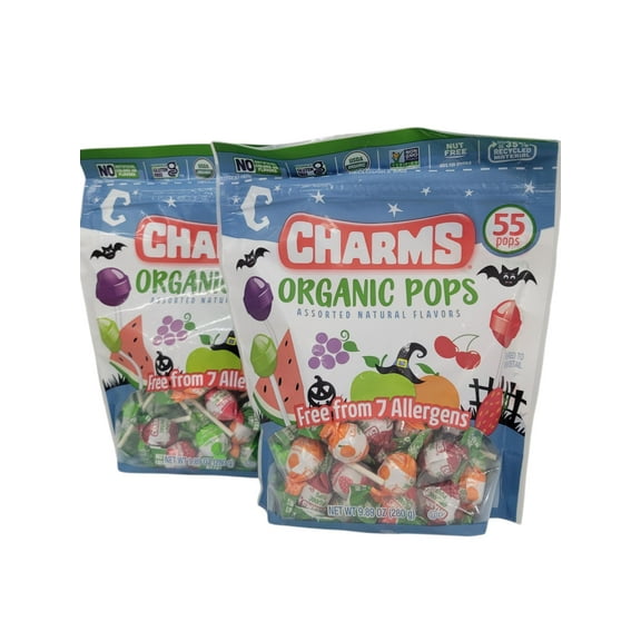 Halloween Charms Organic Pops Assorted Natural Flavors 9.89 oz Bag - Pack of 2
