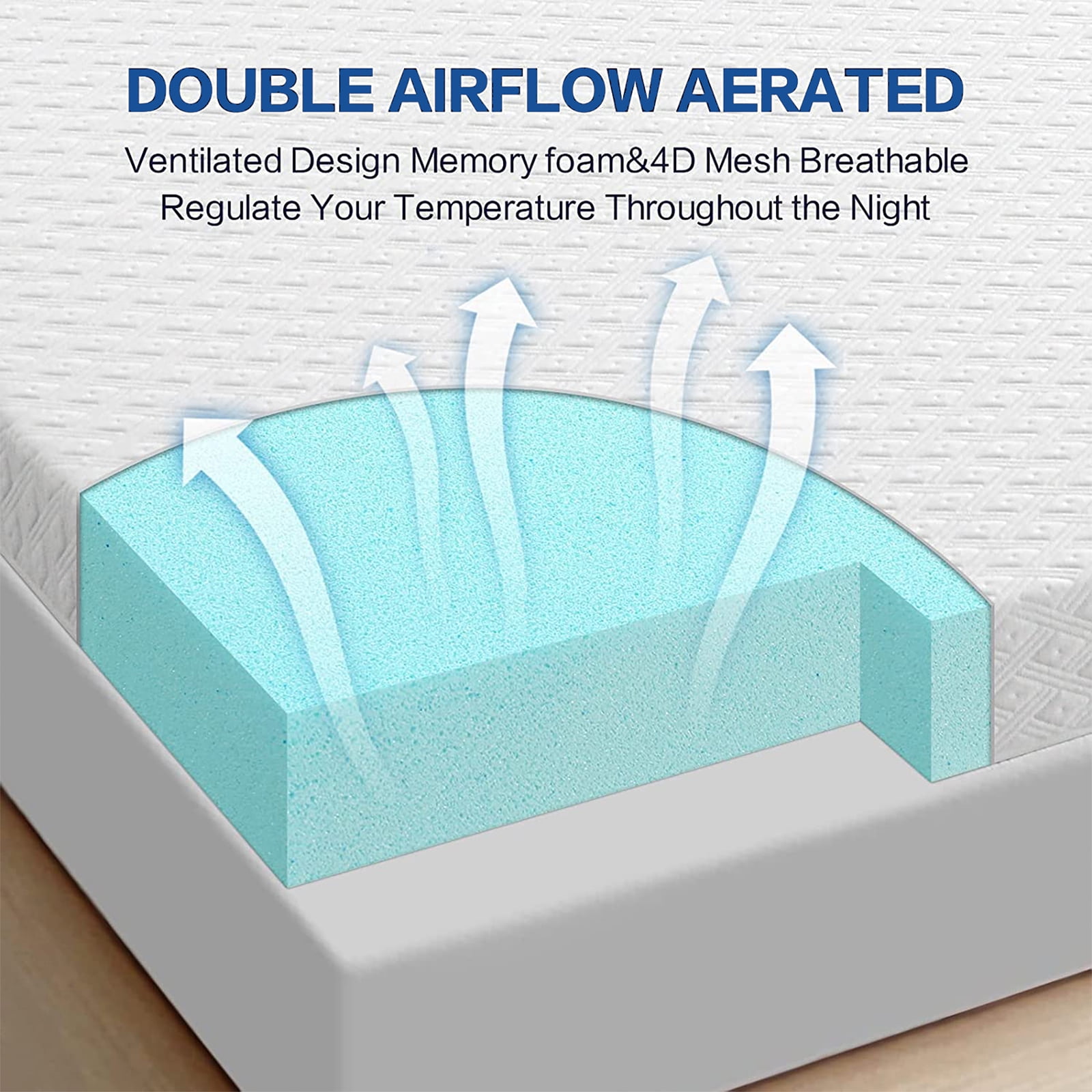 INGALIK 3 inch Gel Infused Memory Foam Mattress Topper, Queen, Cooling Bed Topper for Pressure Relief, CertiPUR-US Certified, White Removable Cover