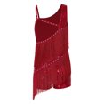 thumbnail image 2 of inlzdz Girls Sequins Tassel Leotard Dress for Jazz Latin Dance Costume Ballroom Dancewear Burgundy 12, 2 of 6