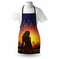 thumbnail image 3 of Quote Apron Never Stop Dreaming Romantic Phrase with Young Woman Sitting by the Beach at Sunset, Unisex Kitchen Bib Apron with Adjustable Neck for Cooking Baking Gardening, Multicolor, by Ambesonne, 3 of 3