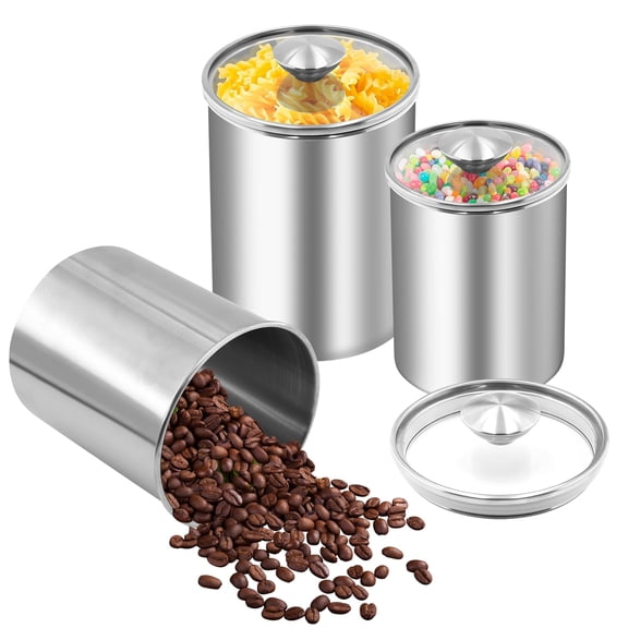 Stainless Steel Airtight Food Storage Canister Set Medium Size 4-Piece
