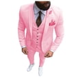 thumbnail image 2 of Nuevo traje rosa de 3 piezas para hombre, traje formal de negocios con solapa con muesca, esmoquin ajustado, chaqueta para padrino de boda (chaqueta + chaleco + pantalones), 2 of 5