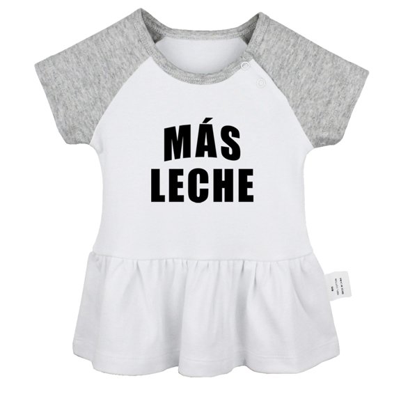 Más Leche Funny Dresses For Baby, Newborn Babies Skirts, Infant Princess Dress, 0-24M Kids Graphic Clothes (Gray Raglan Dresses, 0-6 Months)