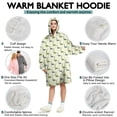 thumbnail image 5 of Wearable Oversized Blanket,LightYellow Cartoon Dinosaurs Leaves Pattern Wearable Blanket Hoodie for Adults,Cozy Hooded Blankets with Super Pockets,Super Warm Fuzzy Pullover for Women & Men, 5 of 6