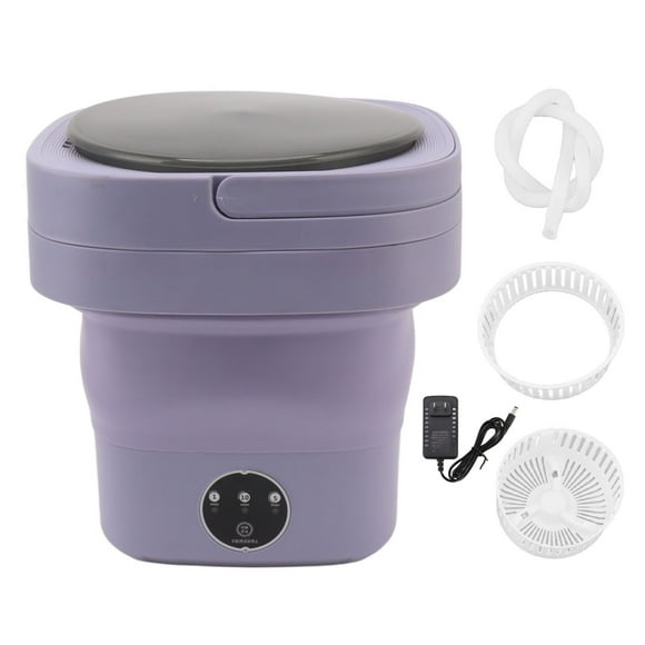 Vobor 6.5L Washing Machine Simulated Hand Washing Foldable Washer Portable Folding Washer for Underwear Socks US Plug 100‑240V Purple