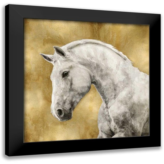 Rose, Martin 12x12 Black Modern Framed Museum Art Print Titled - White Stallion on Gold