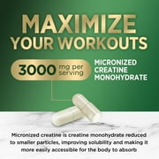 Creatine Monohydrate 3000mg Per Serving – Micronized Creatine Powder Capsules - Supports Lean Muscle, Strength, Energy, Endurance - Nature's Supplement, Non-GMO, Bottled in USA - 120 Capsules
